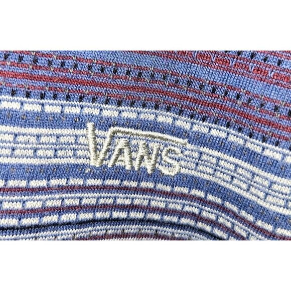Vans Pullover Shirt Hoodie Mens Sz Medium L/S Blue Red Striped Embroidered Logo - Picture 4 of 6